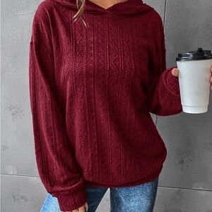 Women's Burgundy Knit Hoodie